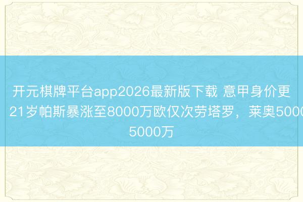 开元棋牌平台app2026最新版下载 意甲身价更新:21岁帕斯暴涨至8000万欧仅次劳塔罗,莱奥5000万