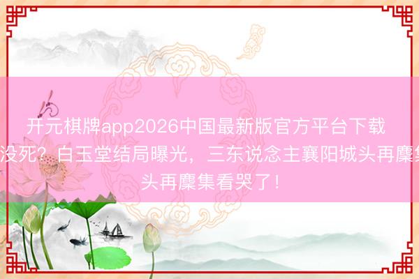 开元棋牌app2026中国最新版官方平台下载 展昭坠崖没死?白玉堂结局曝光,三东说念主襄阳城头再麇集看哭了!